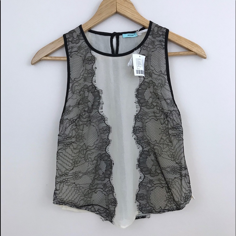 COPY - NWT UO Kimchi Blue sheer ivory black lace …